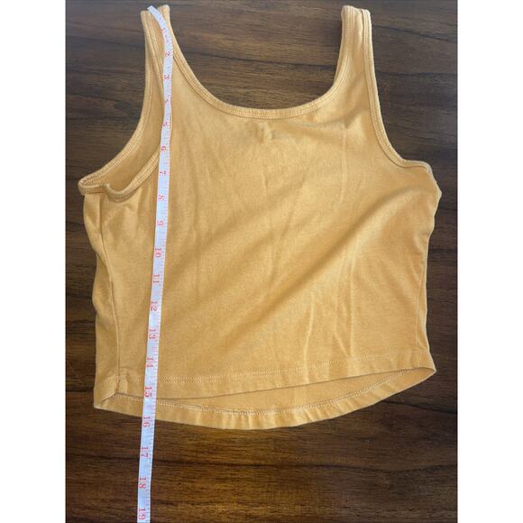2 Gold Crop Tank Tops Womens Sz S Fallcore Stretchy Cozy Team Colors Athleisure - Picture 9 of 9